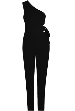 Black Side Tie Up One Shoulder Jumpsuit