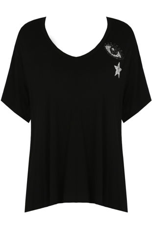 Black Contrast EYE Detailed Tees