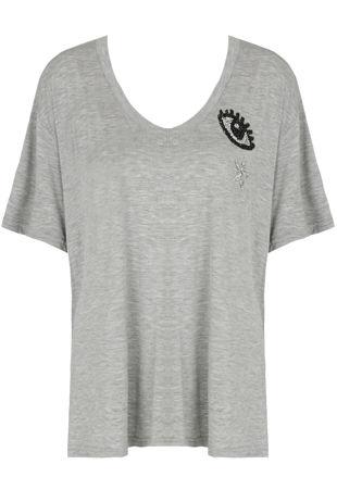 Grey Contrast EYE Detailed Tees