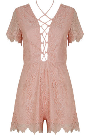 Rose Crochet Lace Up Playsuit