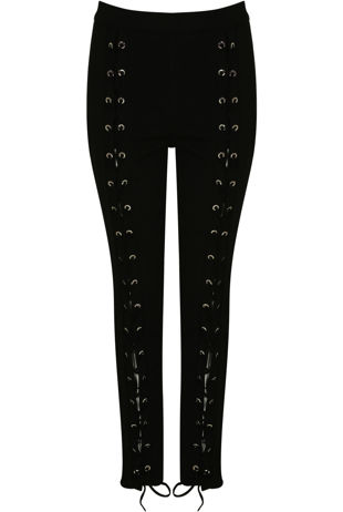 Black Front Lace Up Leggings