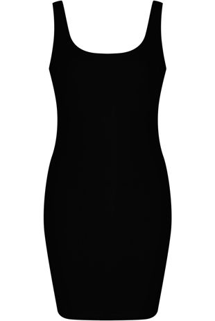 Black Scooped Bodycon Midi Dress