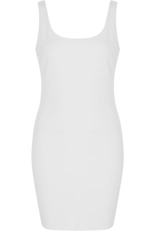 White Scooped Bodycon Midi Dress