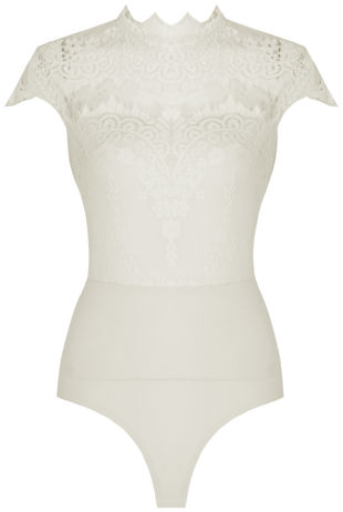 White Lace Crochet Netted Bodysuit