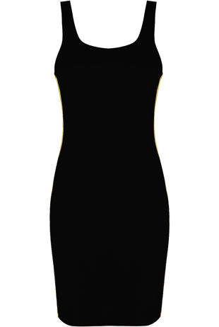 Black Scooped Ribbon Trim Midi