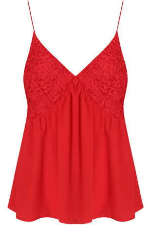 Red Petal Crochet Sleeveless Tops