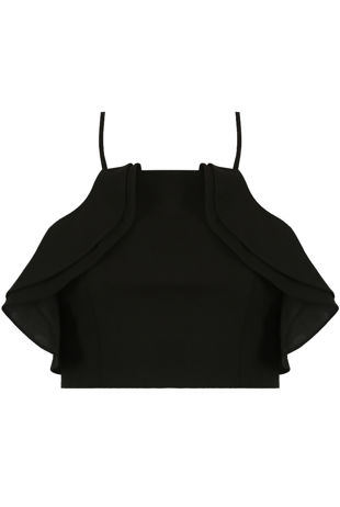Black Ruffle Cropped Cami