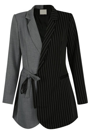 Half & Half Tie Up Coat