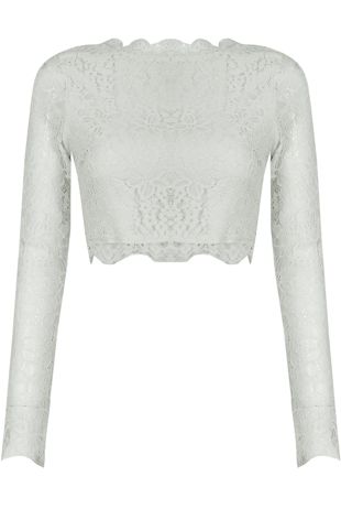 White lace Insert long sleeve top