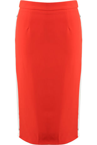 Red Side Snap Button Up Skirt