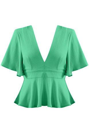 Green Tie Up Peplum Top