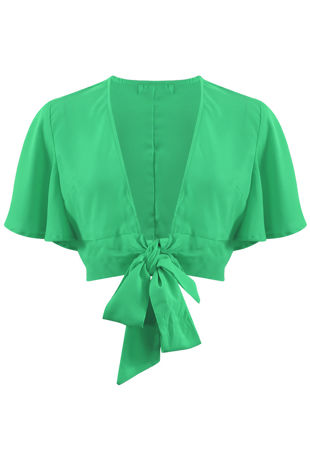 Green Tie Front Crop Top