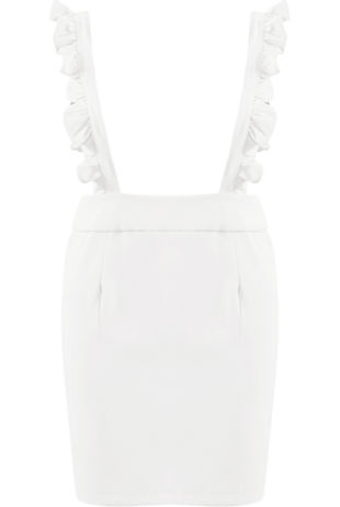 White Ruffle Pinafore Skirt Dress 