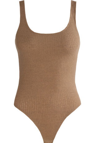 Taupe Lurex Tank Bodysuit