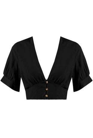 Black Floral Printed Tie Up Crop Top