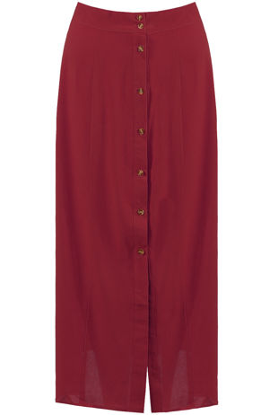 Burgundy Button Up Maxi Skirt