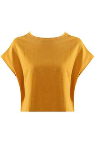 Mustard Cropped Cap Sleeves Blouse