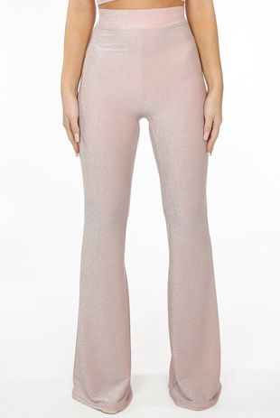 Rose Lurex Bell Bottom Trousers