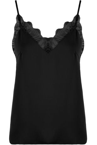 Black Scallop Net Trim Cami