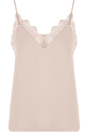 Beige Scallop Net Trim Cami
