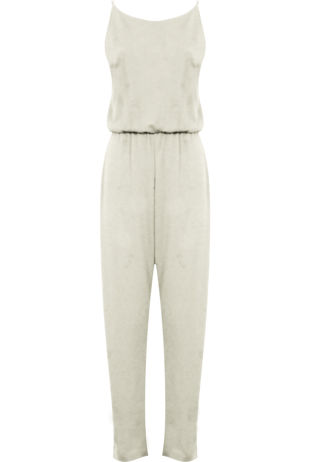 Cream Slit Leg Elasticated Jumpsuit
