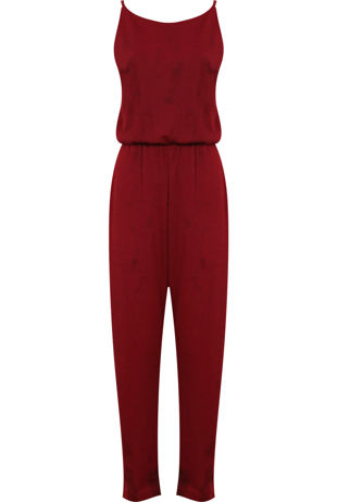 Burgundy Slit Leg Elasticated Jumpsuit