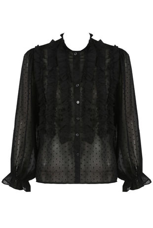 Contrast Frilled Trim Button Up Shirt