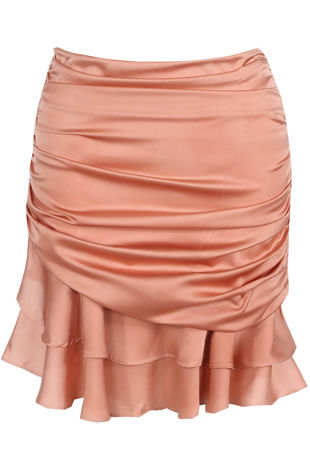 Rose Ruched Gathered Tier Mini Skirt