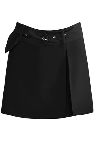 Black Split Front Belted Skort