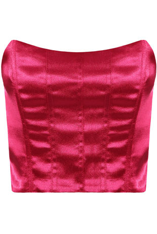 Fuchsia Satin Corset Top