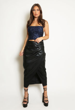 Navy Sequin Corset Top