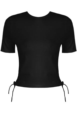 Black Side Ruched Knotted Tees