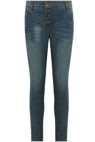 Blue Crush Detail front Button Up Boyfriend Jean