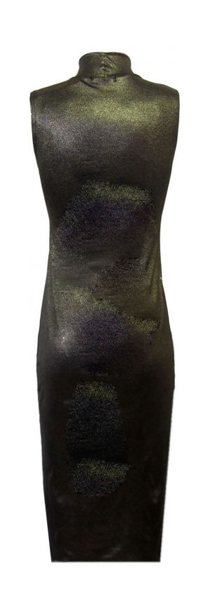 Gold Foil Sleeveless Turtle Neck Midi Dress