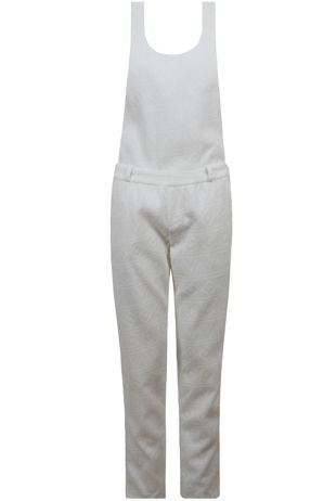 Cream Hook Up Side Zip Detail Muscle Back Dungaree