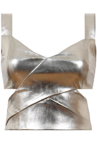 Gold Metallic Cut Out Crop Top