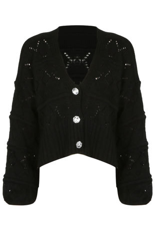 Black Cropped Oversized Cardigan