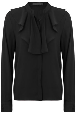 Black Frill Neck Blouse