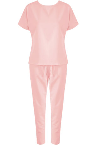 Pink Short Sleeves Round Neck Loungewear Set