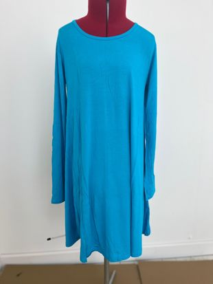 Blue Long Sleeve Swing Dress