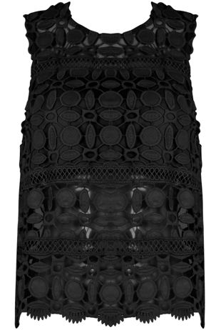 Black Crochet Mesh Insert Sleeveless Top