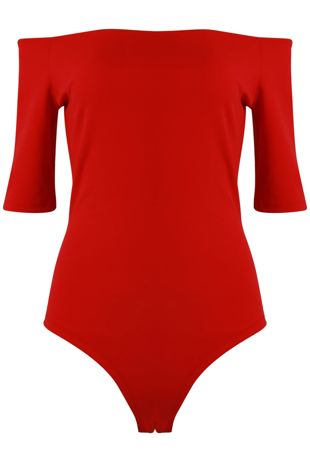 Red Off The Shoulder Bodysuits