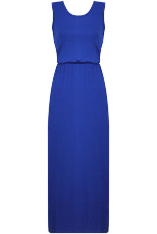 Royal Blue Elasticated Waist Maxi Dress