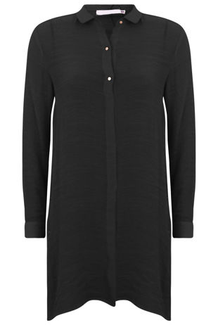 Black Casual Rolled Up Sleeve Shirt 