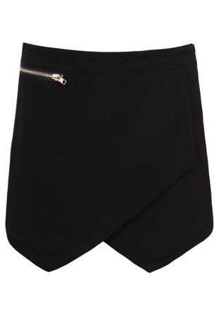 Black Front Pocket Side Zip Up Skorts