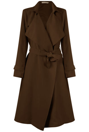 Camel Double Breast Crossover Belted Overcoat