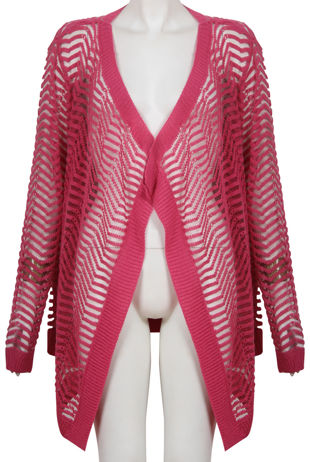 Fuchsia Knitted Net Pattern Pullover