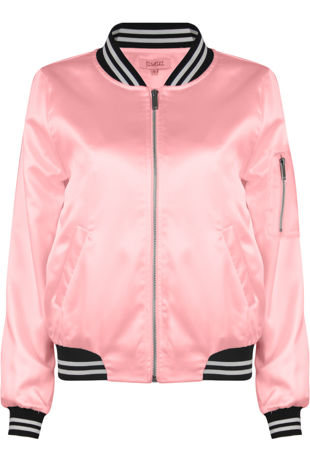 Pink Stripe Collar Bomber Jacket