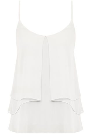 White Strap Detail Pleated Top
