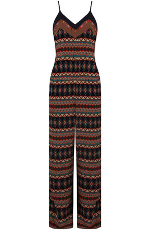 Navy Aztec Print Palazzo Jumpsuit